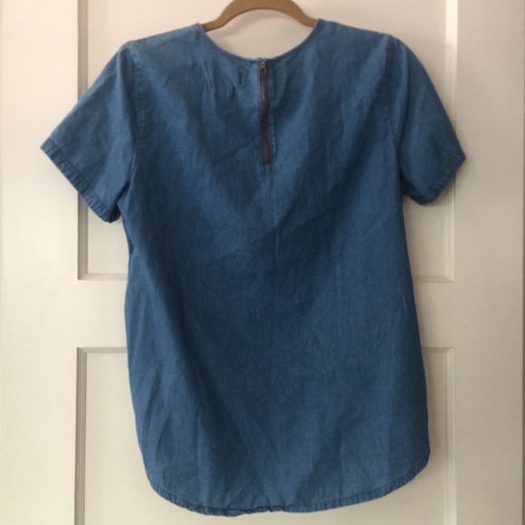 Madewell denim short sleeved zipper back top - Picture 3 of 5